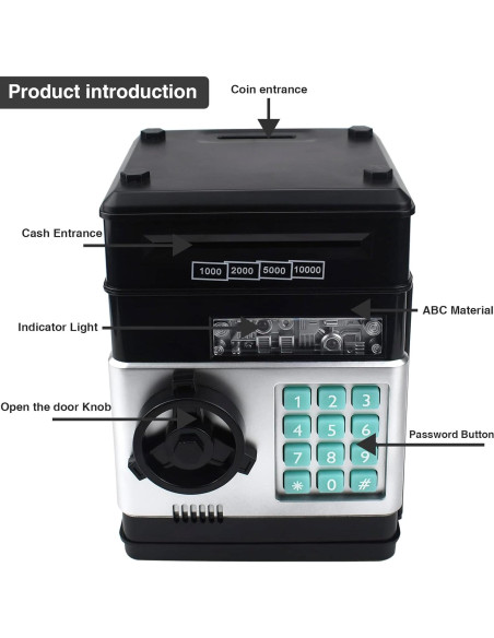 Banco de Ahorro Electrónico Cargooy WF-3001 Negro para Niños Banco de Ahorro Electrónico Cargooy WF-3001 Negro para Niños