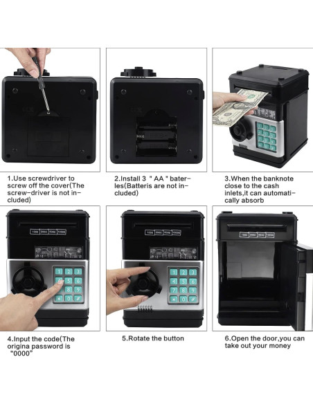 Banco de Ahorro Electrónico Cargooy WF-3001 Negro para Niños Banco de Ahorro Electrónico Cargooy WF-3001 Negro para Niños