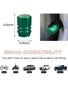 12 Tapones de Válvula de Neumático Ohleats Aluminio Verde 2