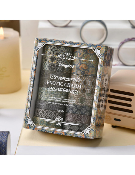 Juego de 12 Rollos de Cinta Washi Songdao Decorativa 2m Juego de 12 Rollos de Cinta Washi Songdao Decorativa 2m