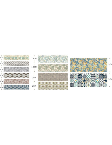 Juego de 12 Rollos de Cinta Washi Songdao Decorativa 2m