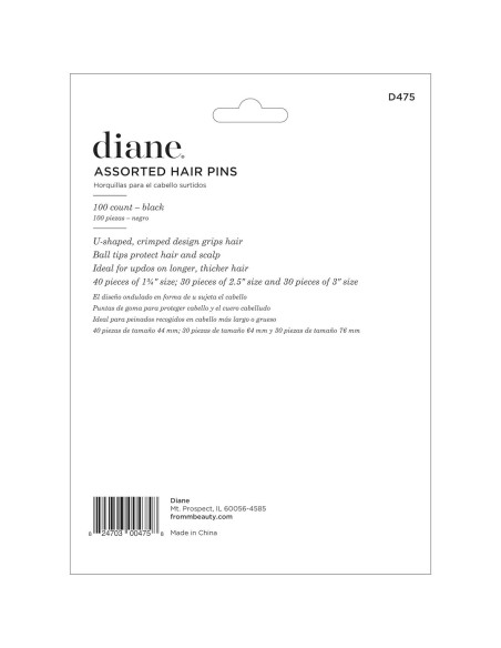 Pinzas para el cabello Diane 100 unidades en 3 tamaños - Negro Pinzas para el cabello Diane 100 unidades en 3 tamaños - Negro