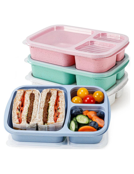 Caperci Caja de Almuerzo de Paja de Trigo 4 Piezas 1000ml Caperci Caja de Almuerzo de Paja de Trigo 4 Piezas 1000ml