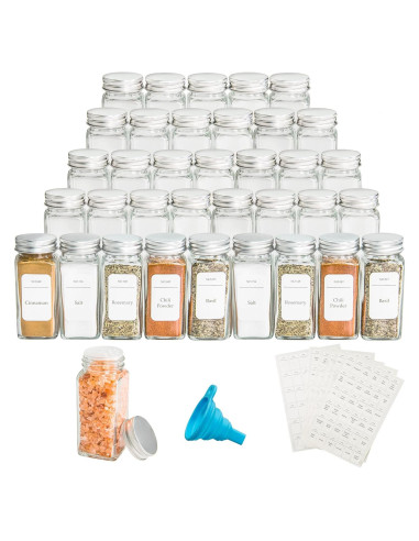 Tarros de Especias de Vidrio UMEIED 36pcs 118ml Cuadrados