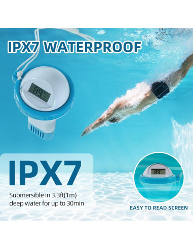 Termómetro de piscina inalámbrico BlueBay, IPX7, fácil lectura