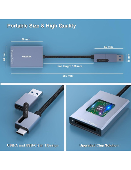 Lector de Tarjetas CFexpress Tipo B BENFEI USB 3.2 10Gbps Lector de Tarjetas CFexpress Tipo B BENFEI USB 3.2 10Gbps