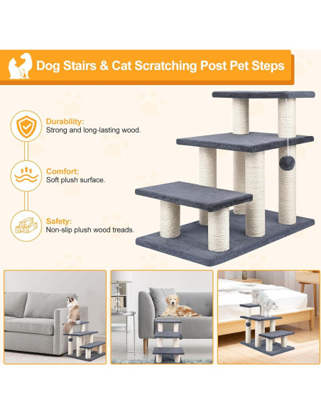 Escalera para Mascotas SOCATER Gris 3 Pasos 50.8 cm Estable Escalera para Mascotas SOCATER Gris 3 Pasos 50.8 cm Estable