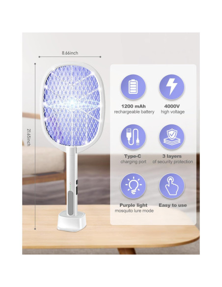 Raqueta Eléctrica para Moscas DEEZEE 2PACK 4000V Recargable Raqueta Eléctrica para Moscas DEEZEE 2PACK 4000V Recargable