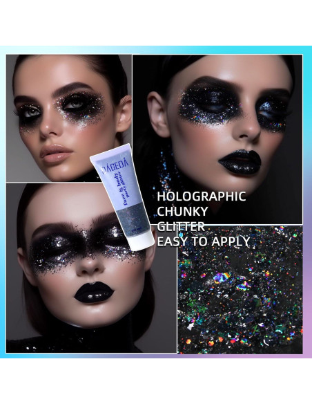 Gel de Brillo Corporal DAGEDA 48g - Holográfico Negro para Maquillaje Gel de Brillo Corporal DAGEDA 48g - Holográfico Negro para Maquillaje