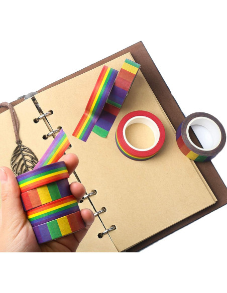 Cinta Washi Arcoíris DERAYEE - 4 Rollos Decorativos 11 Yards Cinta Washi Arcoíris DERAYEE - 4 Rollos Decorativos 11 Yards