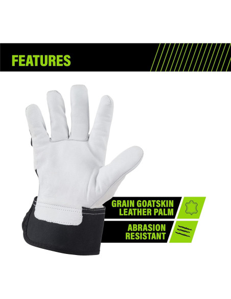 Guantes de trabajo AWP X-Large cuero de cabra y algodón Guantes de trabajo AWP X-Large cuero de cabra y algodón