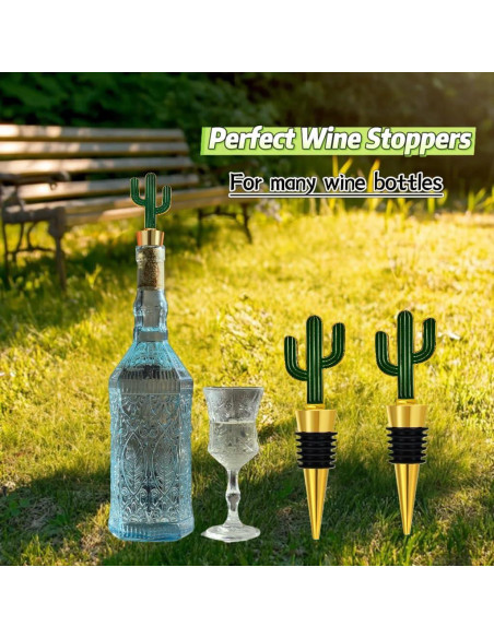 RICHCEE 2 Tapones de Vino Cactus de Aleación de Zinc RICHCEE 2 Tapones de Vino Cactus de Aleación de Zinc