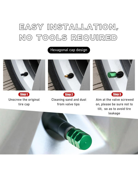 12 Tapones de Válvula de Neumático Ohleats Aluminio Verde 12 Tapones de Válvula de Neumático Ohleats Aluminio Verde