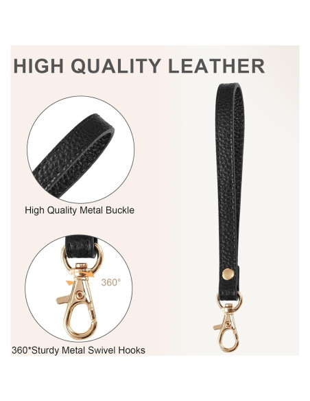 Correa de Muñeca de Cuero Genuino para Mujer - Llavero y Cartera Correa de Muñeca de Cuero Genuino para Mujer - Llavero y Cartera