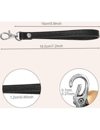 Correa de Muñeca de Cuero Genuino para Mujer - Llavero y Cartera
