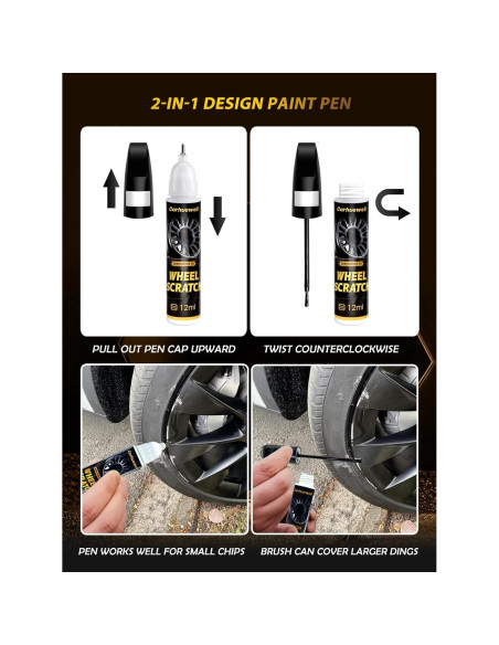 Pintura de Retoque para Llantas Carhuewell 12ml Negro Brillante Pintura de Retoque para Llantas Carhuewell 12ml Negro Brillante