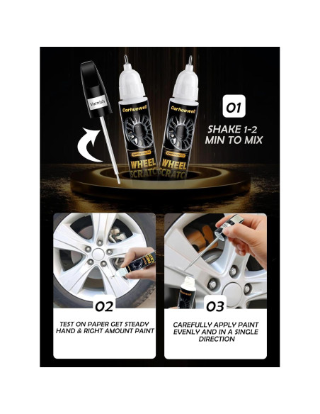 Pintura de Retoque para Llantas Carhuewell 12ml Negro Brillante Pintura de Retoque para Llantas Carhuewell 12ml Negro Brillante