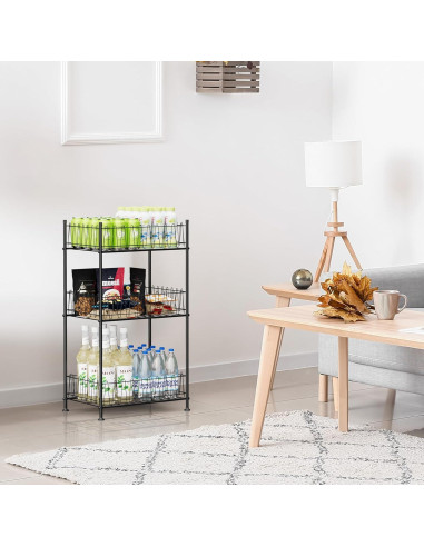Organizador de Botellas de Agua ETELI 3 Niveles Metal Negro