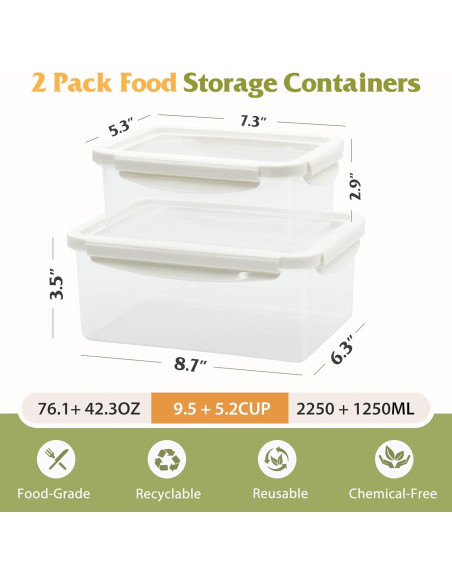Contenedores de Almacenamiento de Alimentos Shantou 2 Pcs M+L Contenedores de Almacenamiento de Alimentos Shantou 2 Pcs M+L