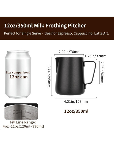 Pitcher de Leche Watchget 350ml Acero Inoxidable Negro Pitcher de Leche Watchget 350ml Acero Inoxidable Negro