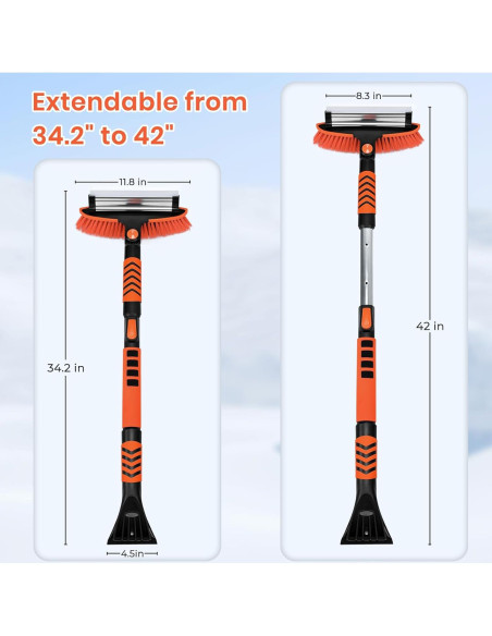 Cepillo de Nieve 3 en 1 Ajimy 106.68 cm Extensible para Coche Cepillo de Nieve 3 en 1 Ajimy 106.68 cm Extensible para Coche