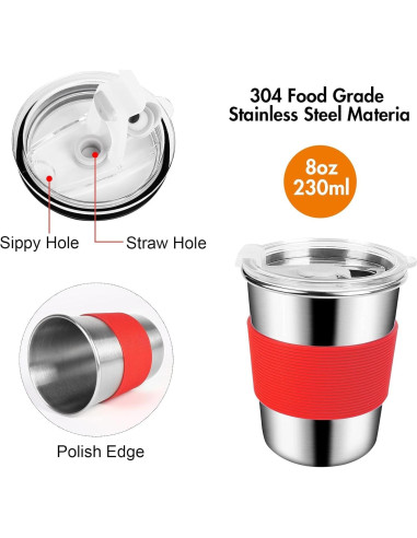 Tazas de Acero Inoxidable Yummy Sam 8oz para Niños - A Prueba de Derrames