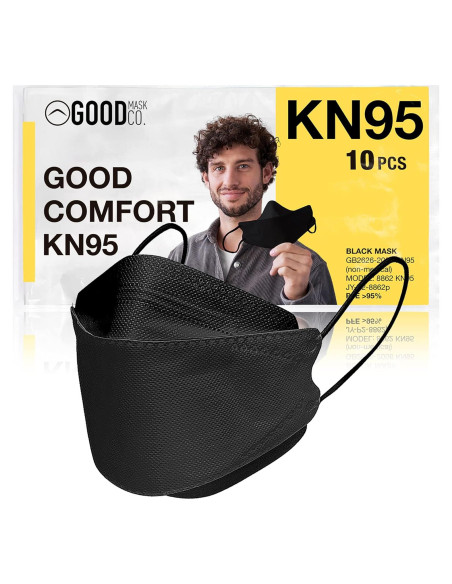 Mascarillas KN95 Desechables Good Mask Co. - Paquete de 10, Negro Mascarillas KN95 Desechables Good Mask Co. - Paquete de 10, Negro