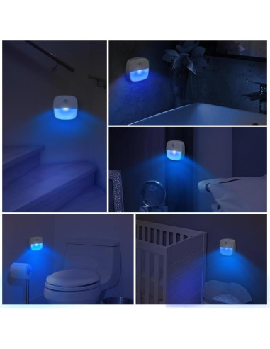 Luz Nocturna LED AMIR con Sensor de Movimiento, Azul, 3 Piezas