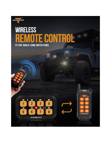 Control Remoto Inalámbrico Auxbeam RC-800 para Panel 8 Gang