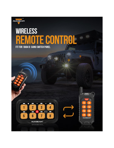 Control Remoto Inalámbrico Auxbeam RC-800 para Panel 8 Gang Control Remoto Inalámbrico Auxbeam RC-800 para Panel 8 Gang