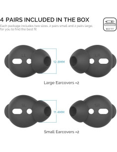 AhaStyle Tapones de Silicona para AirPods - 4 Pares Negro 2