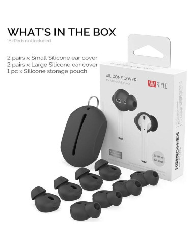 AhaStyle Tapones de Silicona para AirPods - 4 Pares Negro