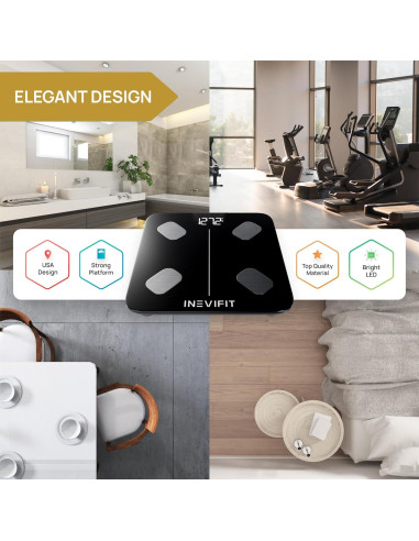 Báscula de Grasa Corporal Inteligente INEVIFIT Bluetooth 181 kg