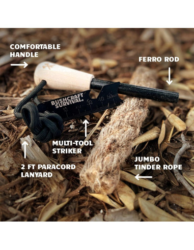 Encendedor de Fuego Bushcraft Survival con Multiherramienta