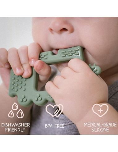 Juguete de Dentición Moonkie Cocodrilo Púrpura Silicona BPA Libre