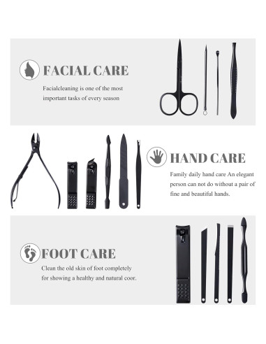 Kit de Manicura y Pedicura QLNE 15 Piezas Estuche Viaje