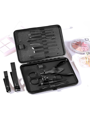 Kit de Manicura y Pedicura QLNE 15 Piezas Estuche Viaje