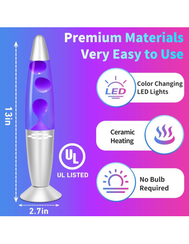 Lámpara LED Cambiante Dalavalampa 33 cm 7 Colores