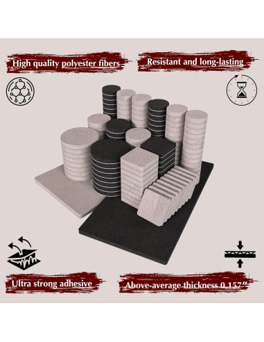 Almohadillas de Fieltro Anti-Rasguños 156pcs Beige y Marrón