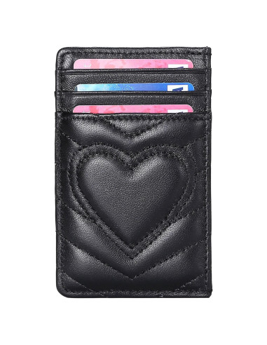 Portatarjetas de Corazón Auner Leather con Bloqueo RFID - Negro