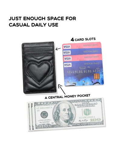Portatarjetas de Corazón Auner Leather con Bloqueo RFID - Negro