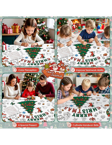 Mantel para Colorear Navidad PERFQU 76x182 cm Actividades Niños