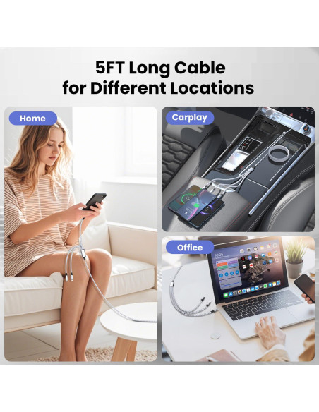 Cable de carga 3 en 1 USB C Firsting 100W 1.52m Cable de carga 3 en 1 USB C Firsting 100W 1.52m
