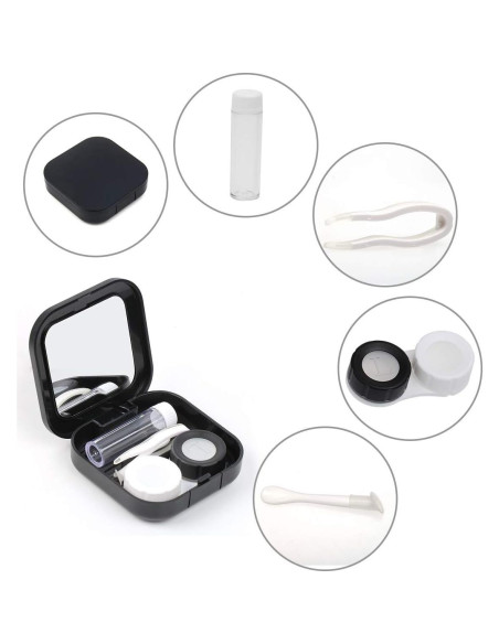 Estuche de Lentes de Contacto Portátil AHIER Negro con Accesorios Estuche de Lentes de Contacto Portátil AHIER Negro con Accesorios