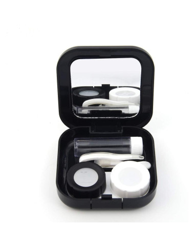 Estuche de Lentes de Contacto Portátil AHIER Negro con Accesorios