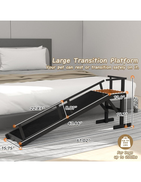 Rampa para Perros ZENTAVO 154.9x70.6cm Antideslizante Negra Rampa para Perros ZENTAVO 154.9x70.6cm Antideslizante Negra