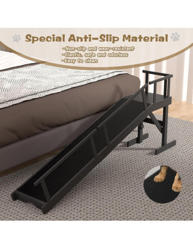 Rampa para Perros ZENTAVO 154.9x70.6cm Antideslizante Negra
