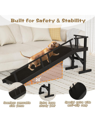 Rampa para Perros ZENTAVO 154.9x70.6cm Antideslizante Negra