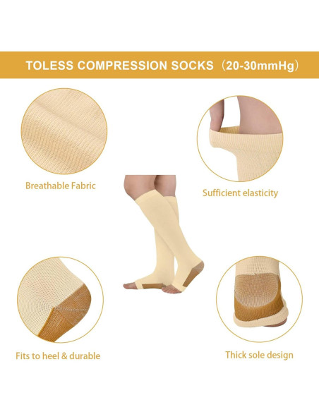 3 Pares de Calcetines de Compresión Abiertos Athbavib Unisex 3 Pares de Calcetines de Compresión Abiertos Athbavib Unisex