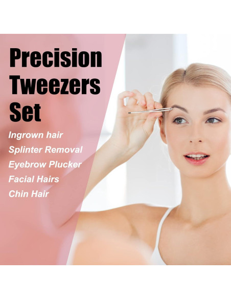 Set de Pinzas de Precisión LePinko 2PCS para Vello Facial y Cejas Set de Pinzas de Precisión LePinko 2PCS para Vello Facial y Cejas
